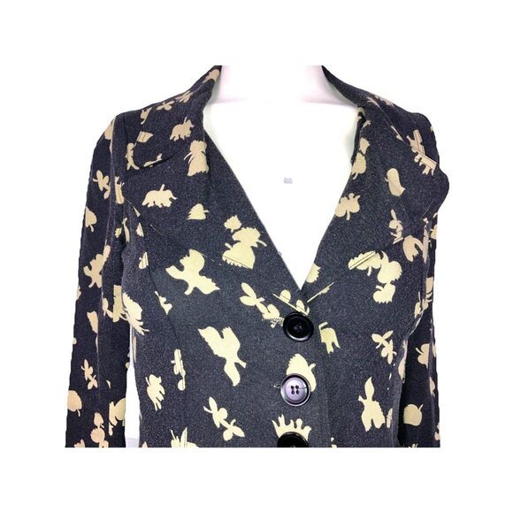 RARE Biba Vintage 70s Signature Print Jacket S Gray - Picture 4 of 7